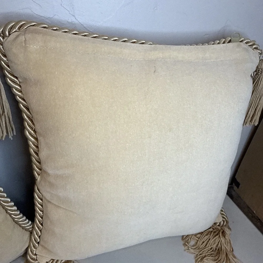 Vintage Pair Of Rose Bouquet Fringed Elegant Needlepoint Pillows 11